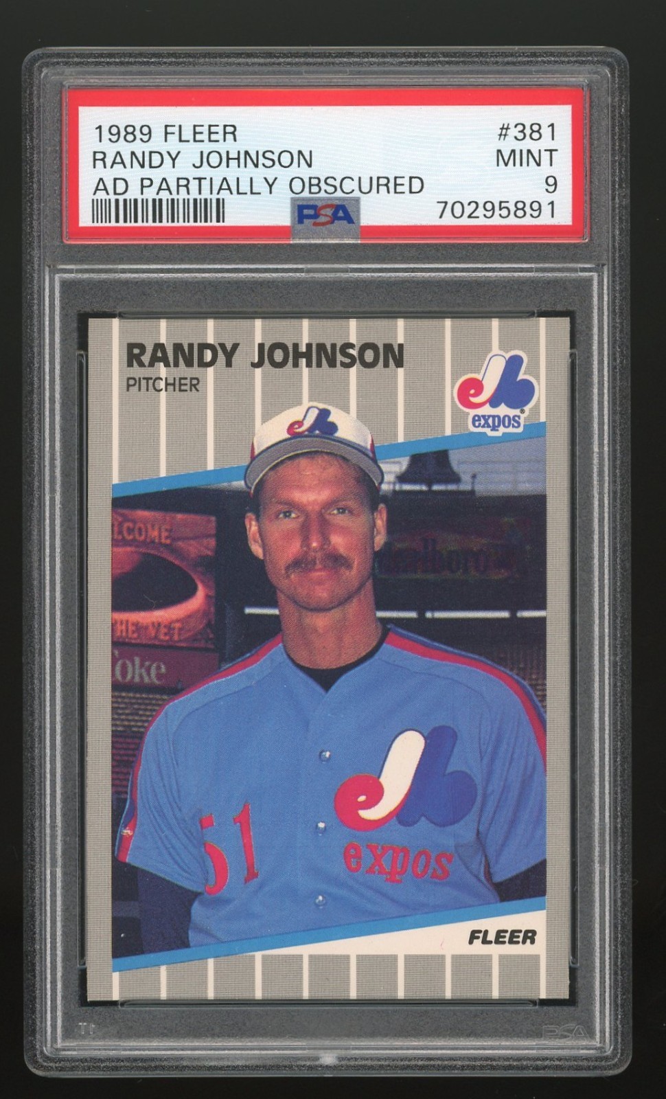 1989 Fleer Randy Johnson #381 Marlboro Ad Very Clear PSA 9 HOF