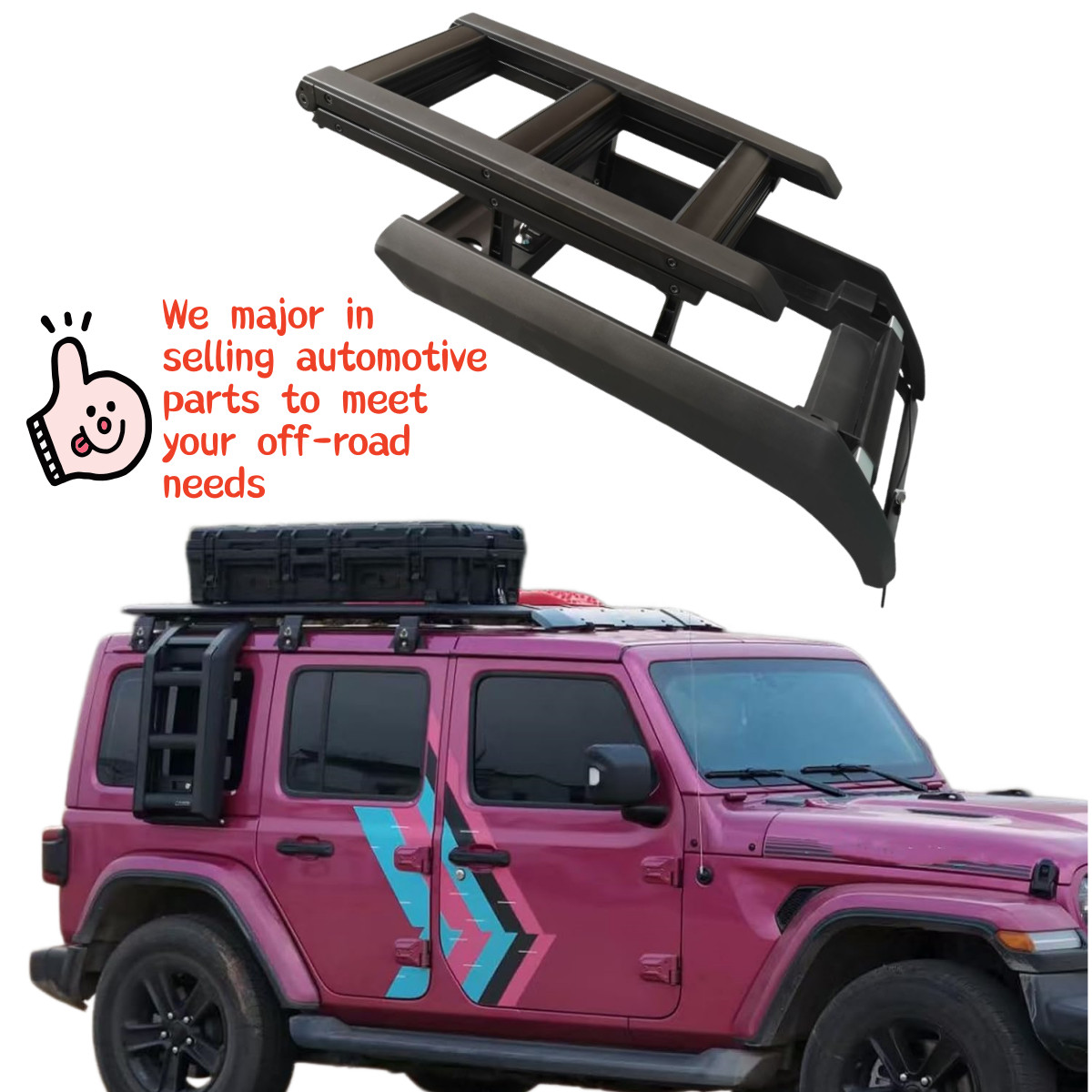 Super Duty Roof Rack Cargo Basket for 2018-2026 Jeep Wrangler JL Combo of Ladder
