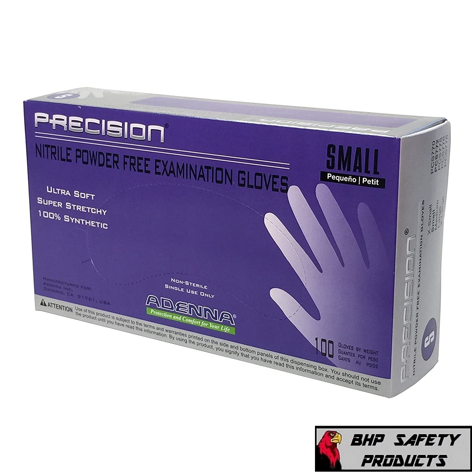 Adenna PRECISION Violet Nitrile Disposable Exam/Medical Gloves 4 Mil Powder Free