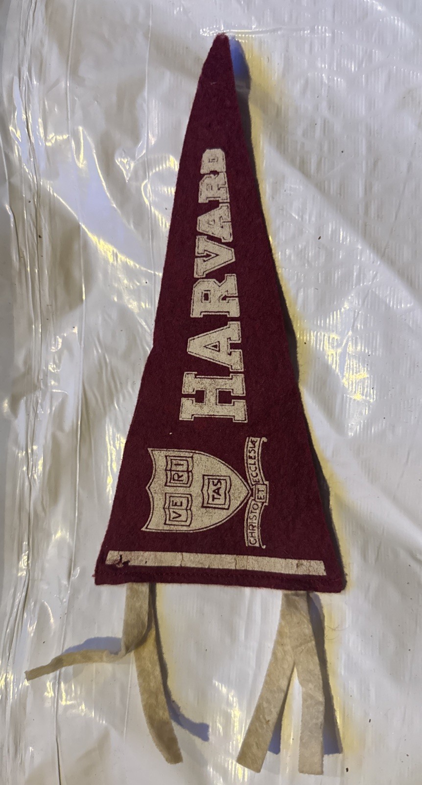 Vintage 1920-1930 Harvard Antique Sewn Sports Pennant 9”