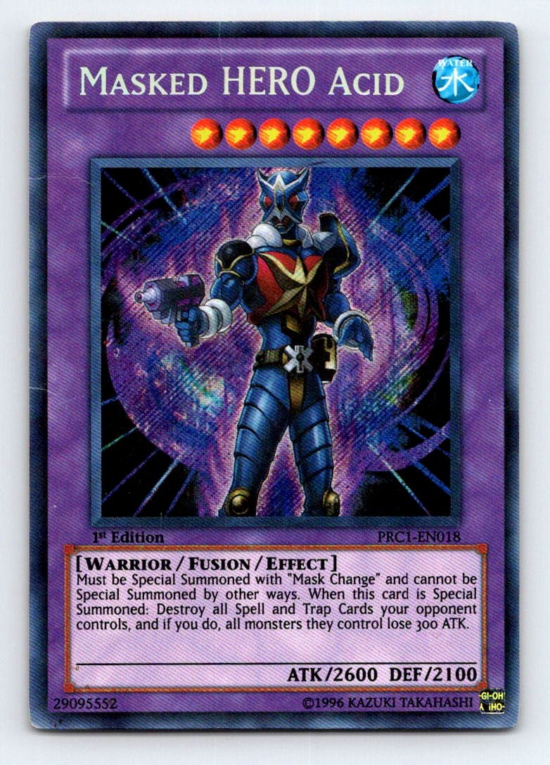 Masked HERO Acid 1st Ed Secret Rare 2012 Premium Collection Tin PRC1-EN018 NM Masked HERO Acid 1st Ed Secret Rare 2012 Premium Collection Tin PRC1-EN018 NM