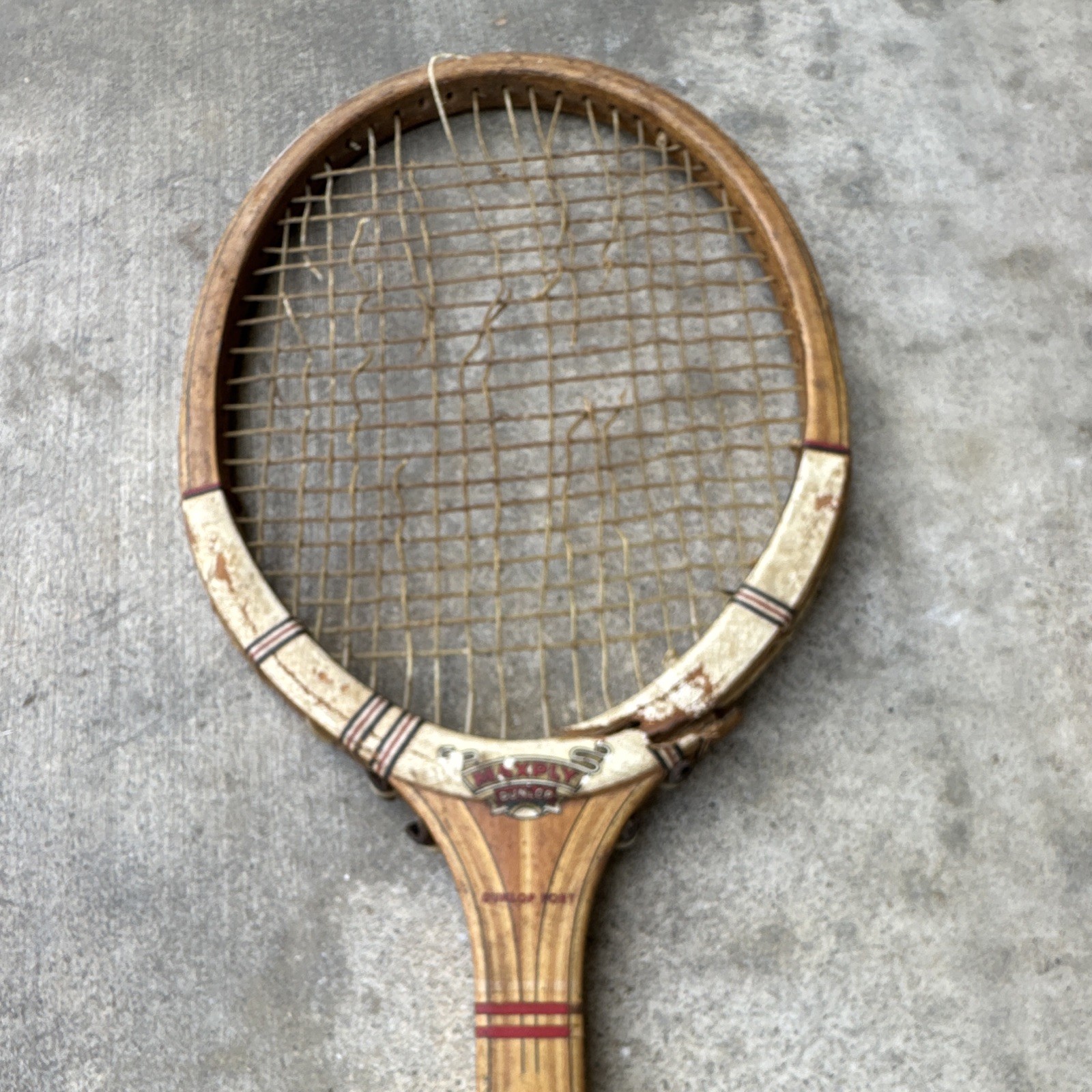 Dunlop Maxply Wooden Tennis Racquet Vintage Wood Frame with Strings Dunlop Maxply Wooden Tennis Racquet Vintage Wood Frame with Strings