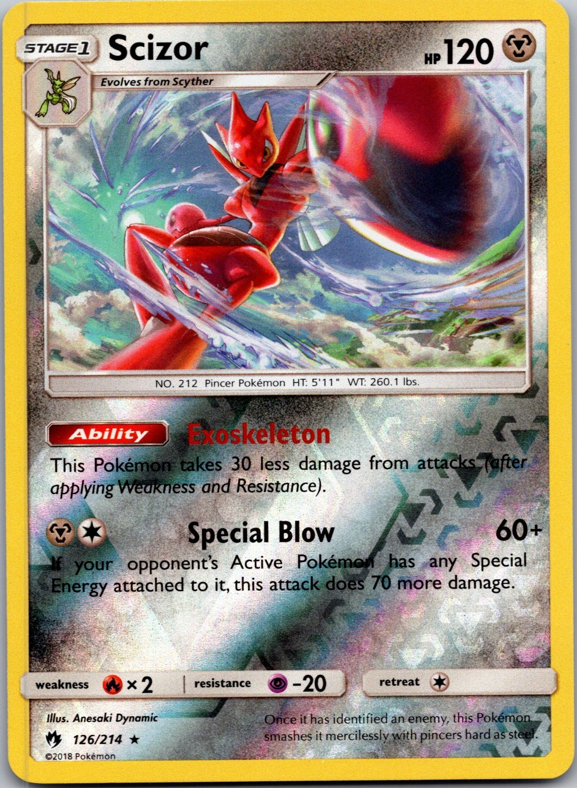Scizor Reverse Holo Holo Rare SM - Lost Thunder 126/214 NM Scizor Reverse Holo Holo Rare SM - Lost Thunder 126/214 NM
