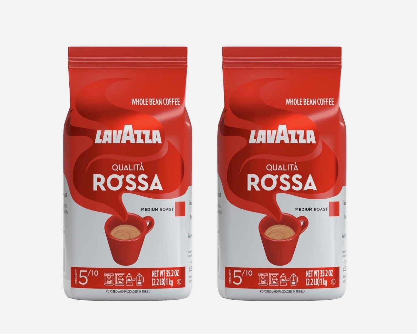 Lavazza Qualità Rossa Whole Bean Coffee 2.2 lb Bags Medium Roast 2 Pack 11/27