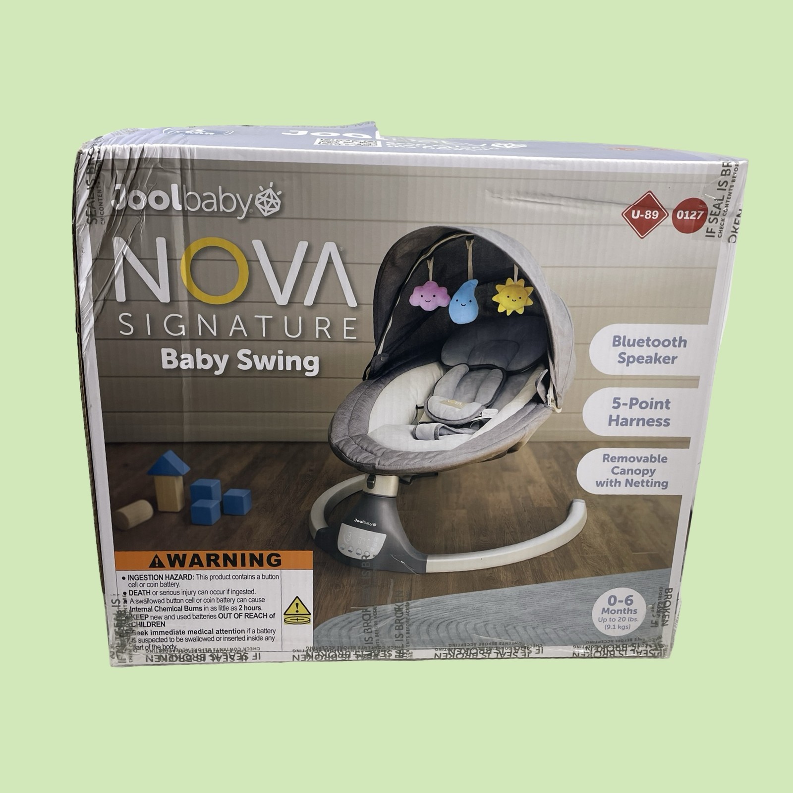 Jool Baby Nova Motorized Infant Baby Swing - Gray - GR-NOVA-1A-GY-C1 Jool Baby Nova Motorized Infant Baby Swing - Gray - GR-NOVA-1A-GY-C1