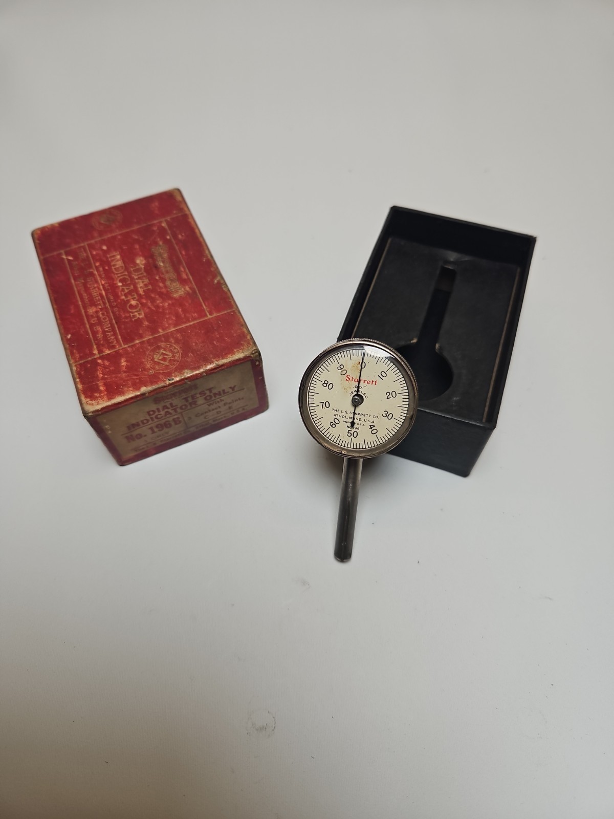 Vintage Starrett No.196B Dial Test Indicator with Original Box Vintage Starrett No.196B Dial Test Indicator with Original Box