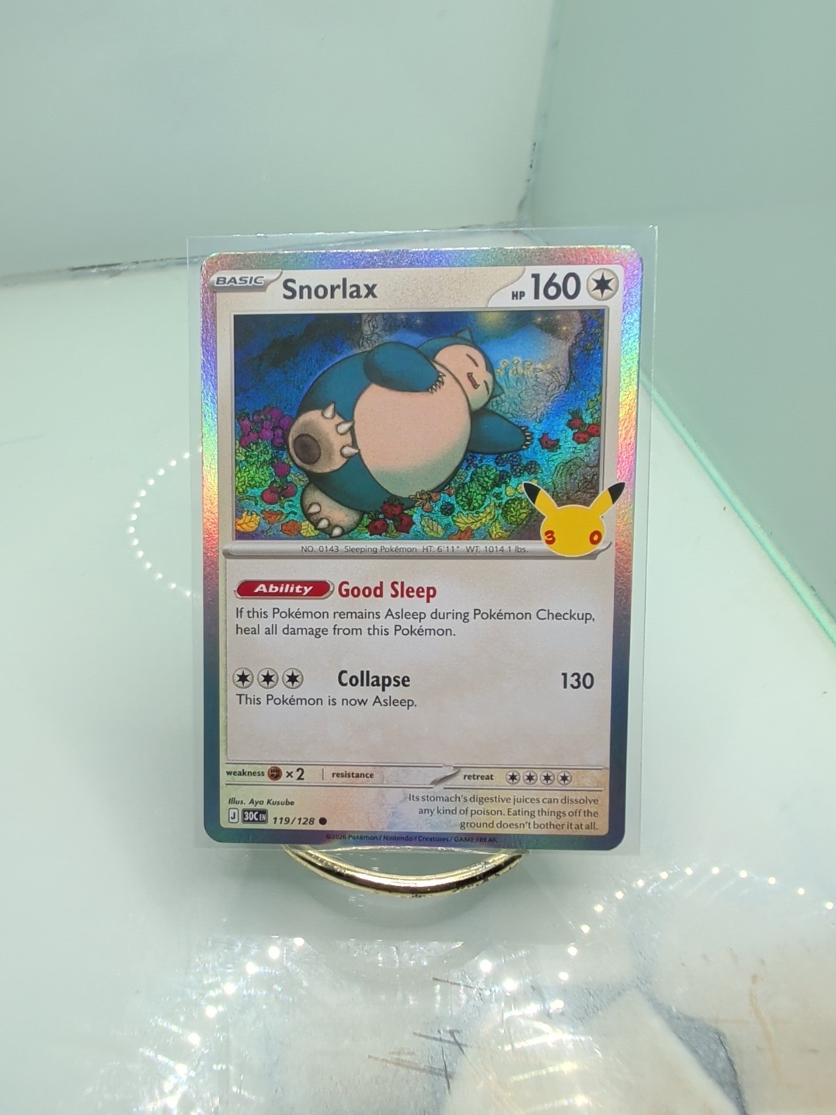 Pokemon TCG Snorlax 119/128 30th Celebration English 2026 Aya Kusube