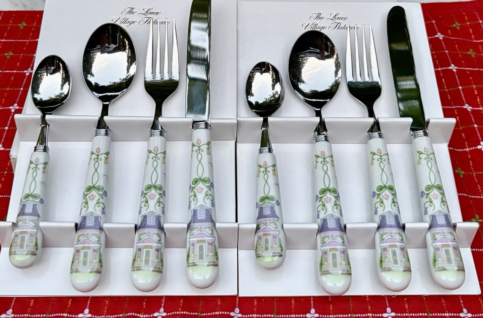 RARE HTF Lenox Village 8 Pc Flatware Silverware Set 2 Place Settings NEW Stamped