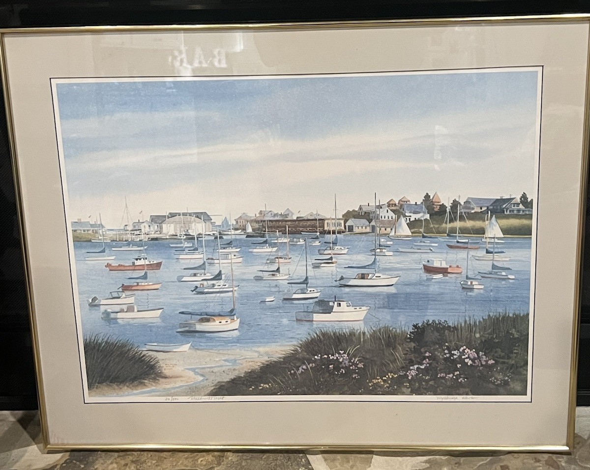 Milton Welt Signed Original Water Color Painting of Cape Cod\'s Wychmere Harbor