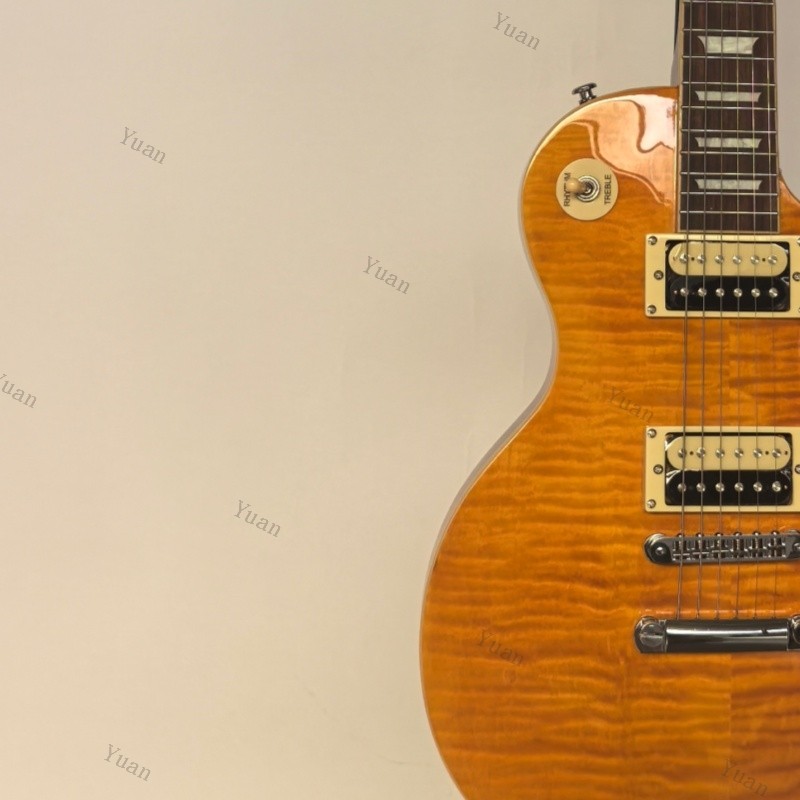 Solid Body Electric Guitar Flamed Maple Top HH Open Pickups Yellow 