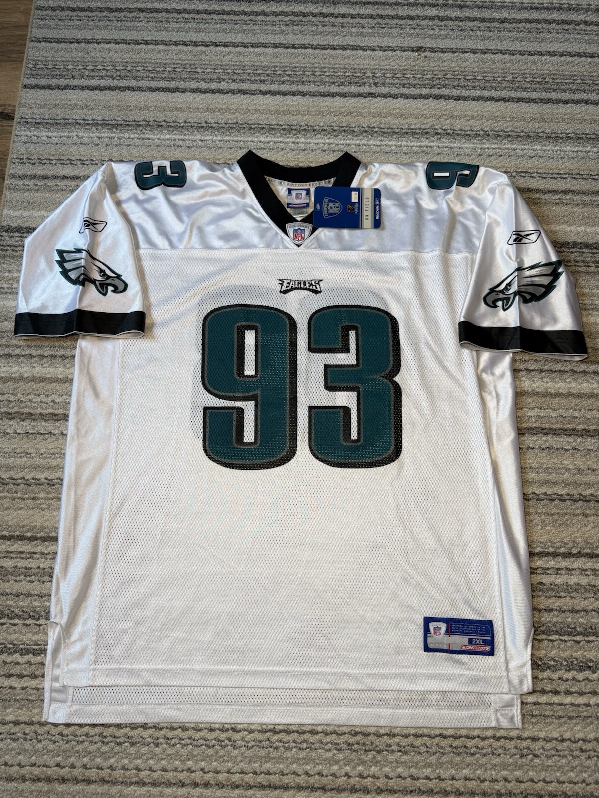 VTG NEW NWT Philadelphia Eagles Rebook Jersey #93 Jevon Kearse Mens 2XL White VTG NEW NWT Philadelphia Eagles Rebook Jersey #93 Jevon Kearse Mens 2XL White