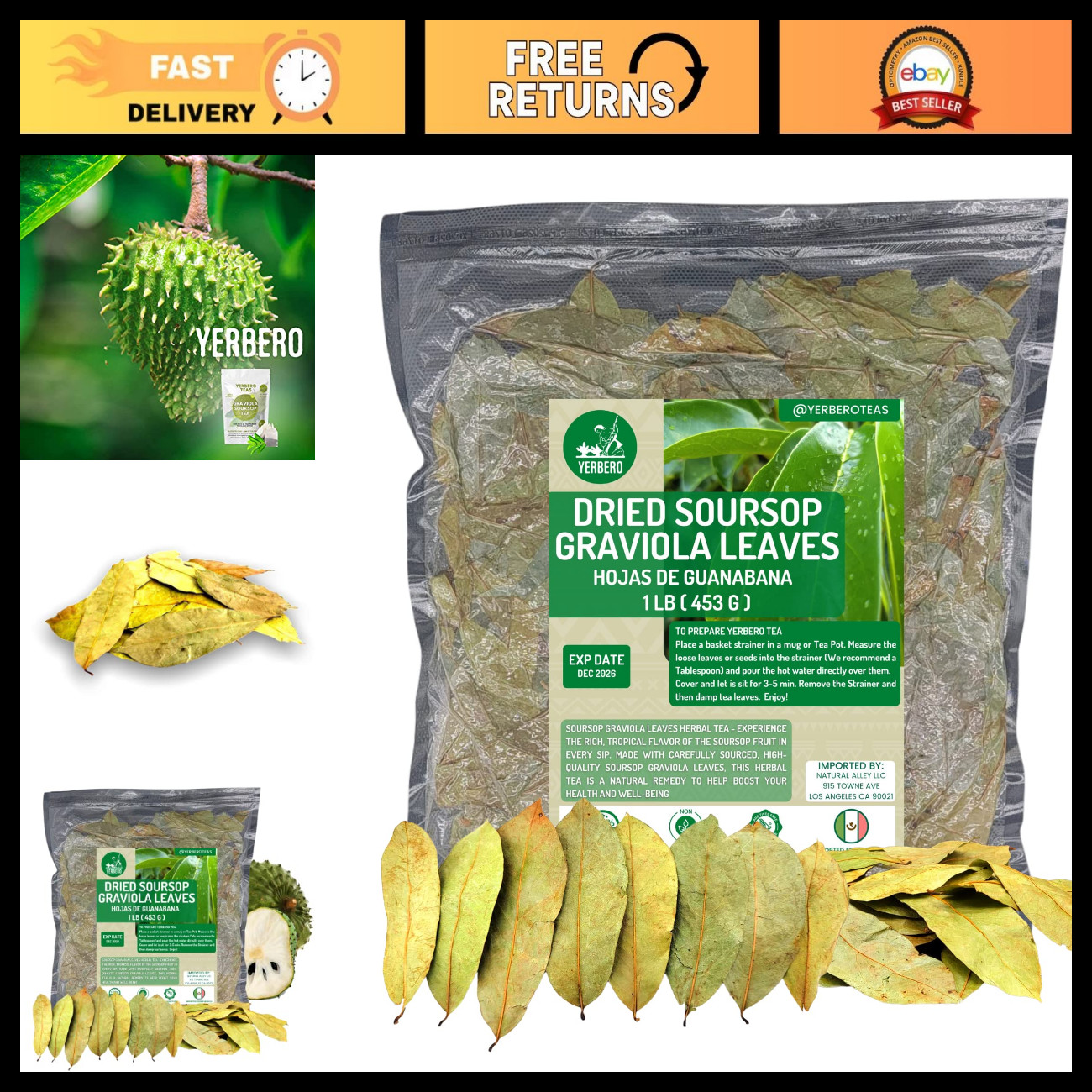 Wildcrafted Dried Graviola Soursop Leaves 1 LB - 1300+ Leaves, Vacuum Sealed, Fr Wildcrafted Dried Graviola Soursop Leaves 1 LB - 1300+ Leaves, Vacuum Sealed, Fr