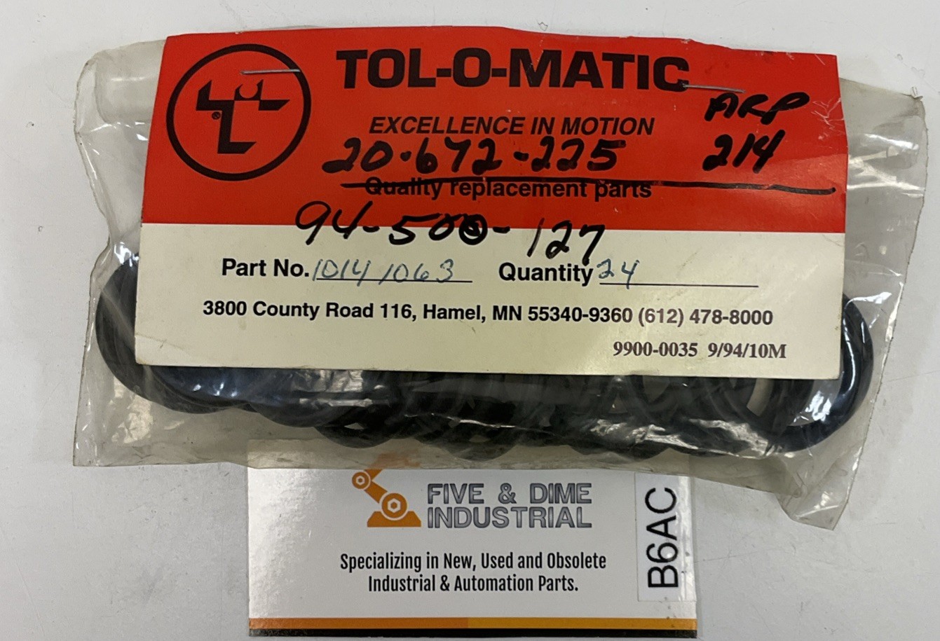 Tol-O-Matic 10141063 Buna-N O-Ring -214 Pneumatic Cylinder Seals (24-Pack)