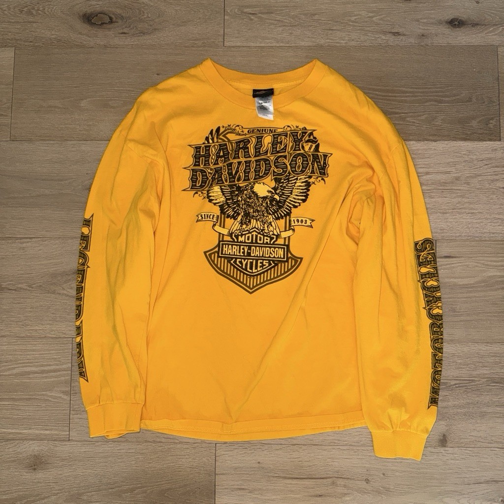 Vintage Harley Davidson’s XXL Cherokee NC Long Sleeve Yellow Shirt Vintage Harley Davidson’s XXL Cherokee NC Long Sleeve Yellow Shirt