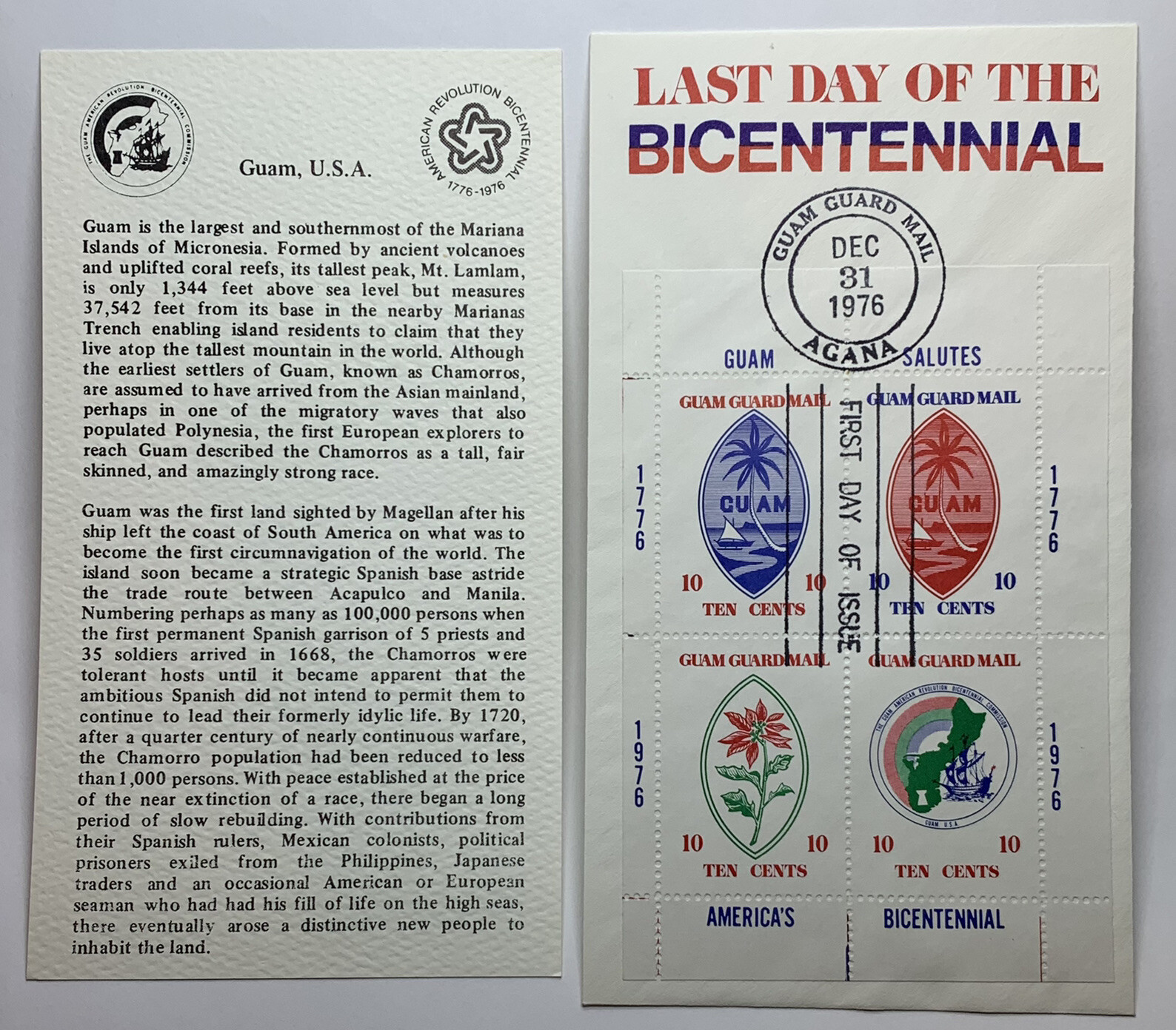 RARE 1976 AGANA GUAM GUARD MAIL FDC LAST DAY OF BICENTENNIAL COVER NUMBERED 235 RARE 1976 AGANA GUAM GUARD MAIL FDC LAST DAY OF BICENTENNIAL COVER NUMBERED 235