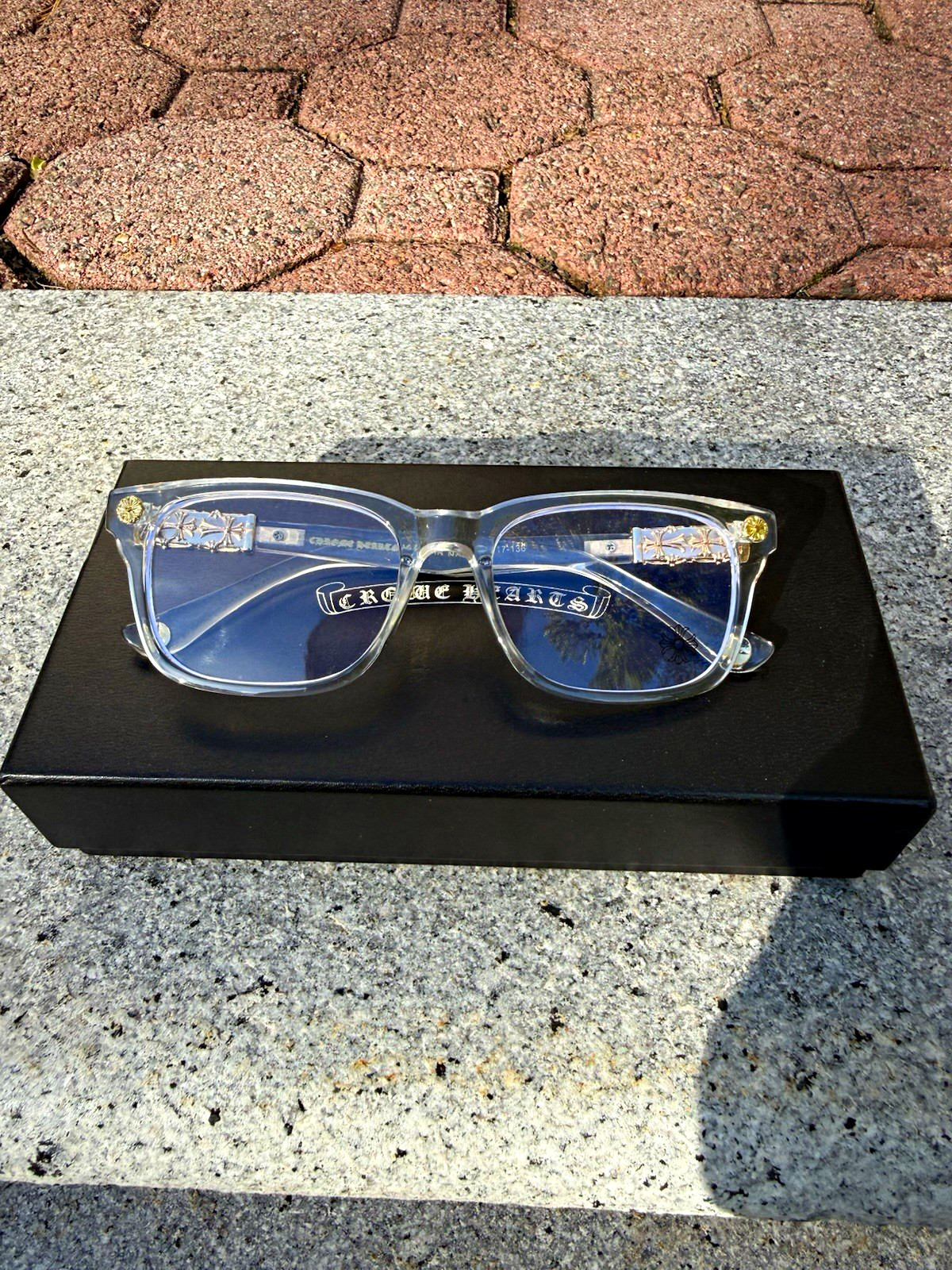 Chrome Hearts Clear Square Full Rim Plastic Eyeglass Frames 50-18-138 Chrome Hearts Clear Square Full Rim Plastic Eyeglass Frames 50-18-138