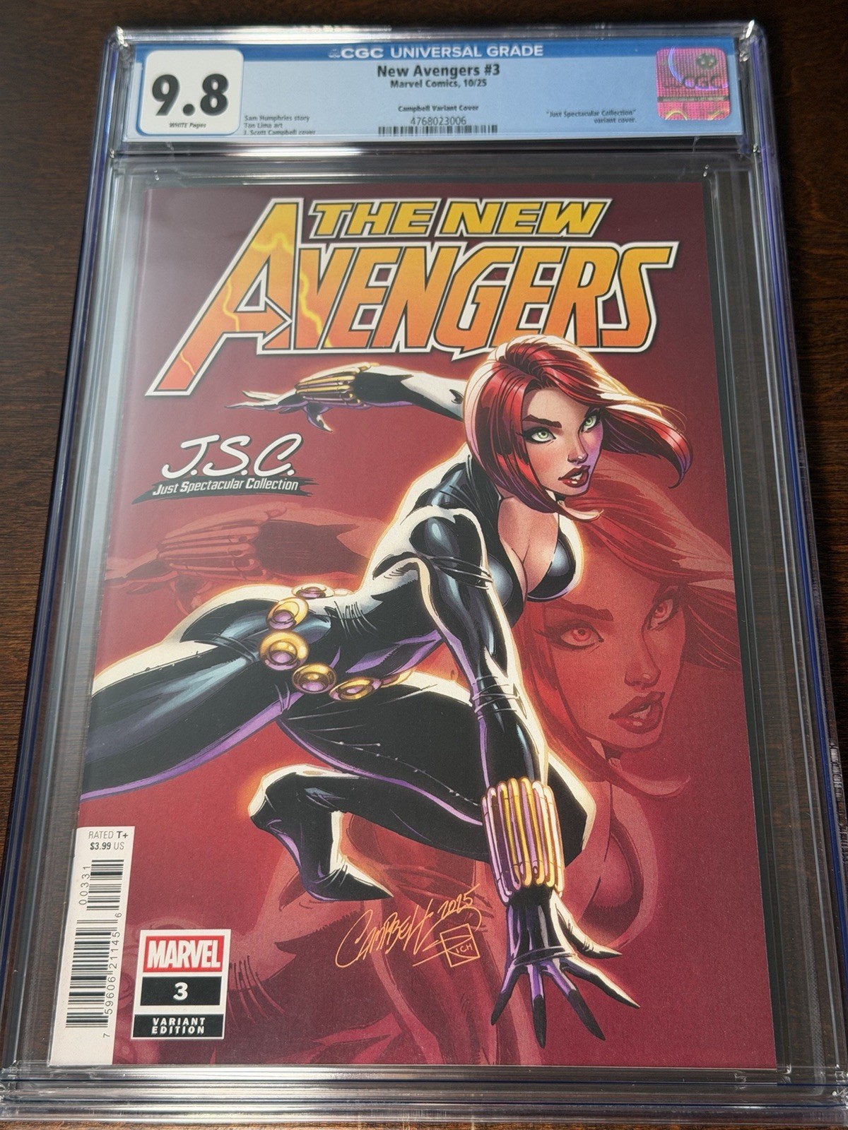 FREE SHIPPING New Avengers #3 CGC 9.8 J. Scott Campbell Variant Black Widow
