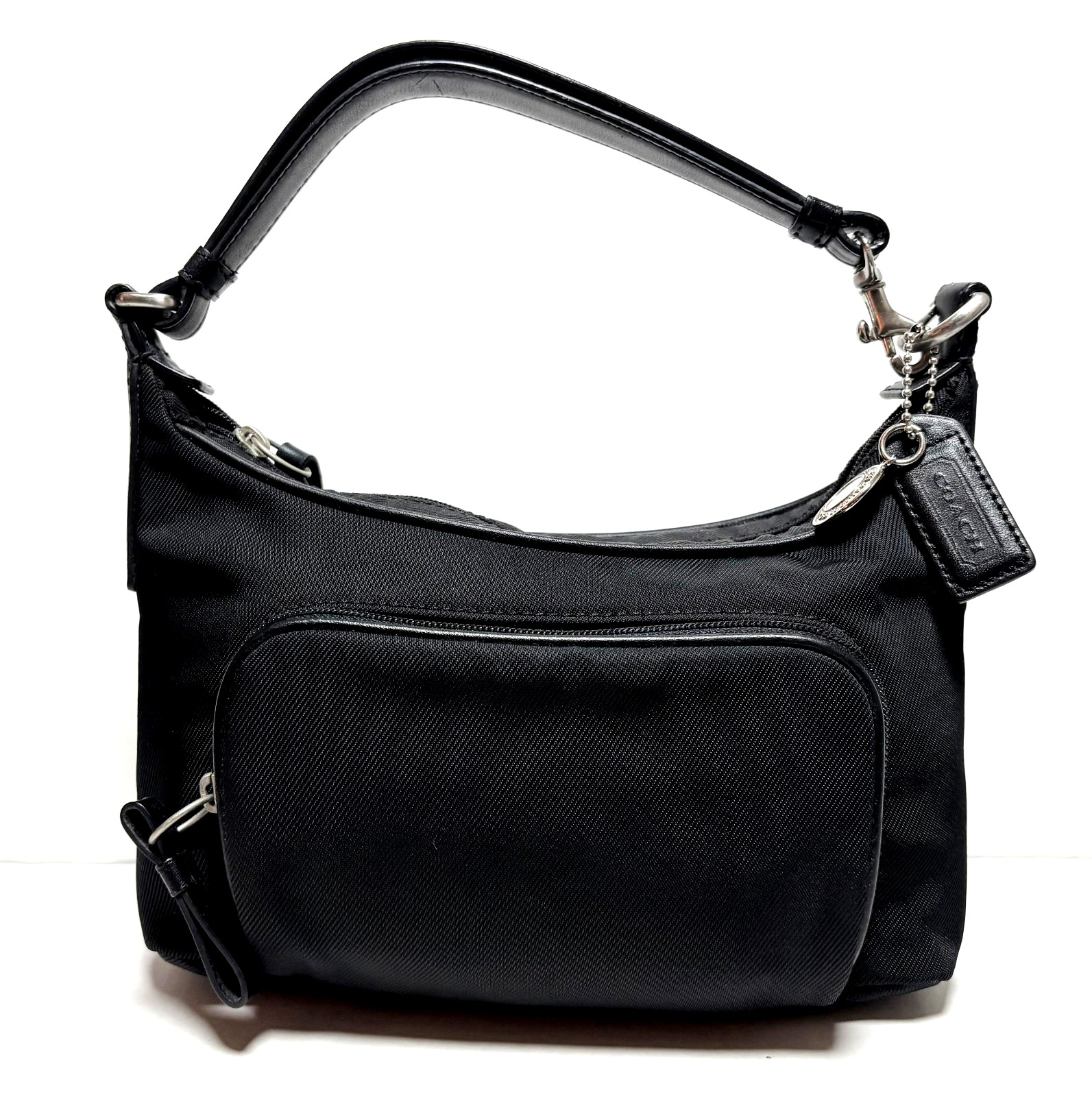 Vintage COACH Mercer Black Nylon w/Leather Hobo Small Pouch Bag Purse H1K-7429