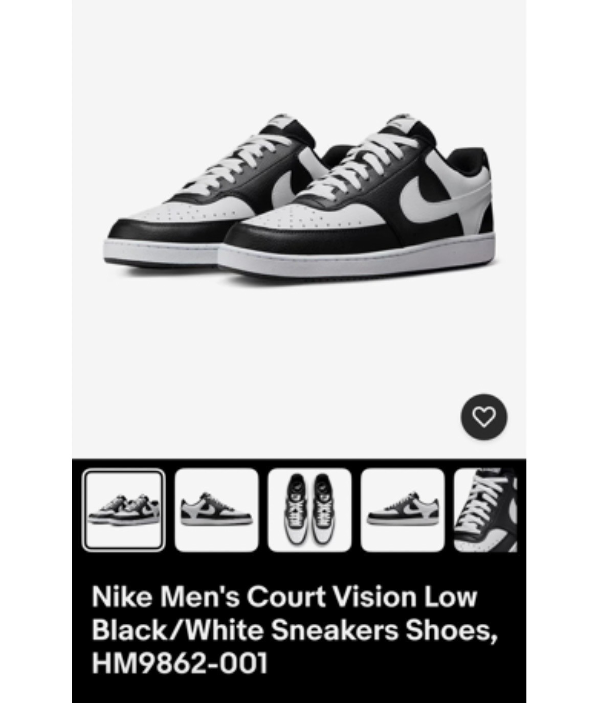 NWT New In Box Mens Size 10.5 - Nike Court Vision Low Black White NWT New In Box Mens Size 10.5 - Nike Court Vision Low Black White