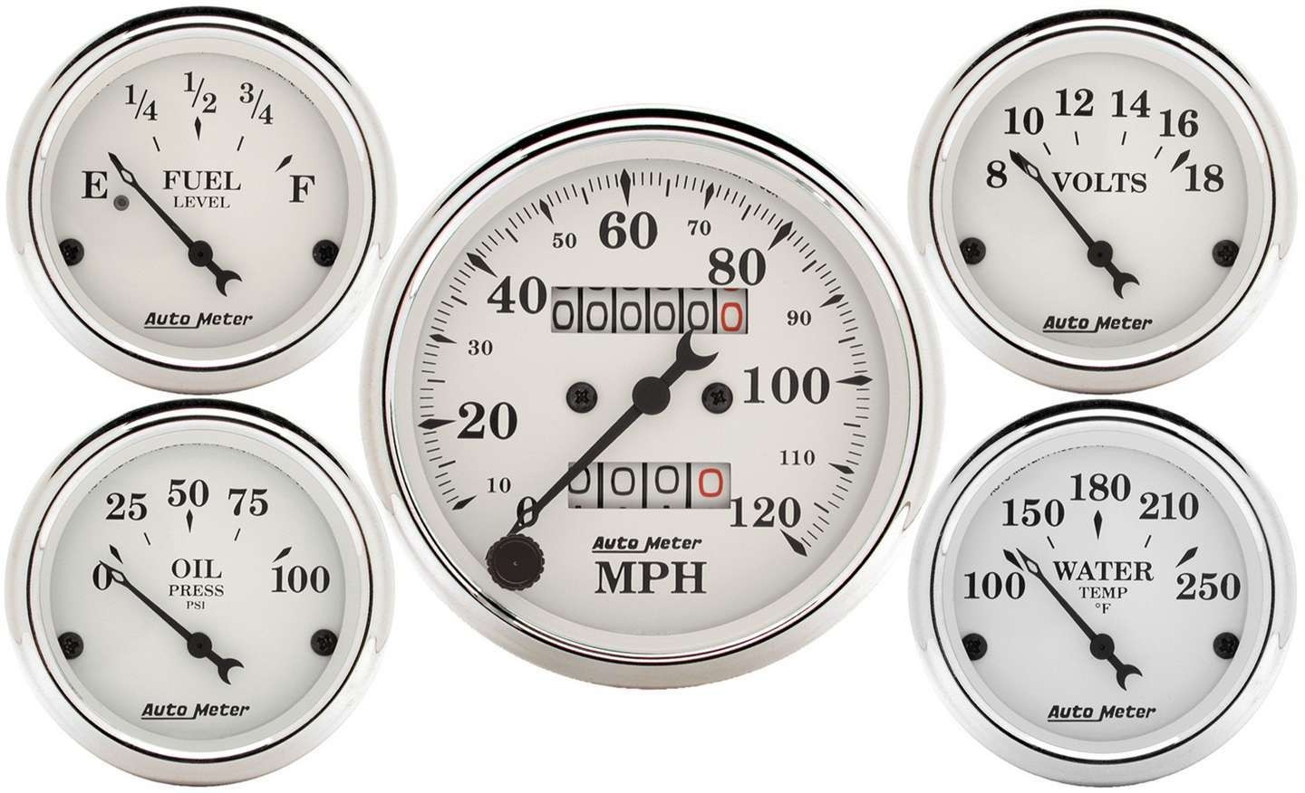 Autometer 1601 Old-Tyme White Gauge Kit, 5 Pc., 3-1/8 Autometer 1601 Old-Tyme White Gauge Kit, 5 Pc., 3-1/8