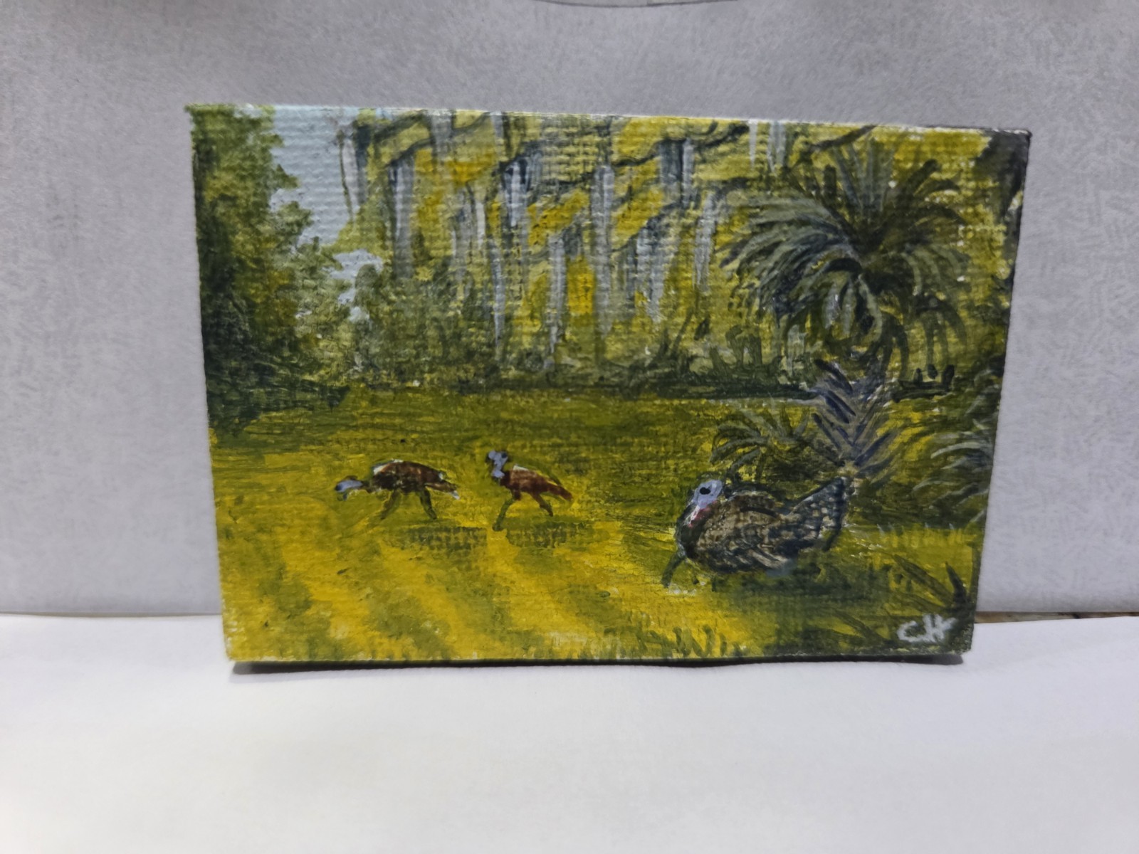 Little Turkeys 2x3 Acrylic Hand Painted On Canvas Little Turkeys 2x3 Acrylic Hand Painted On Canvas