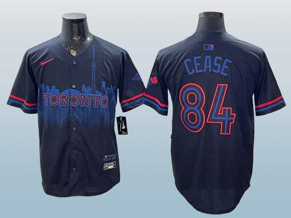 Men's Toronto Blue Jays #84 Dylan Cease Black Cool Base Stitched