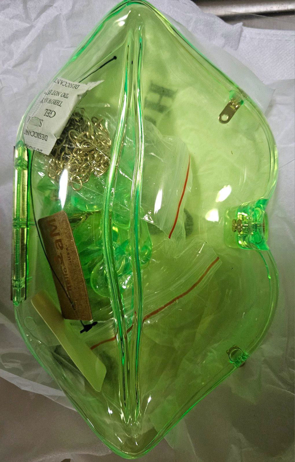 Hello 3 aM USA Clear Green Zippered Pouch Bag, Clear/Green Color