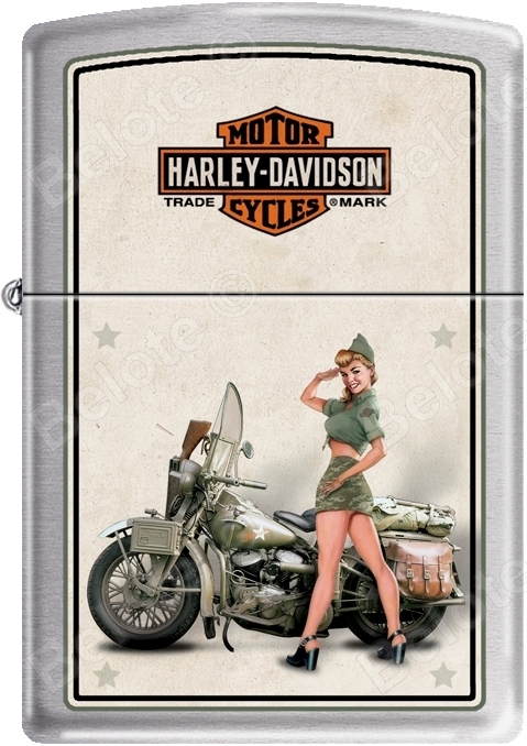 Zippo HD Harley Davidson 1940's WWII US Army Pinup Satin Chrome Lighter NEW Zippo HD Harley Davidson 1940's WWII US Army Pinup Satin Chrome Lighter NEW