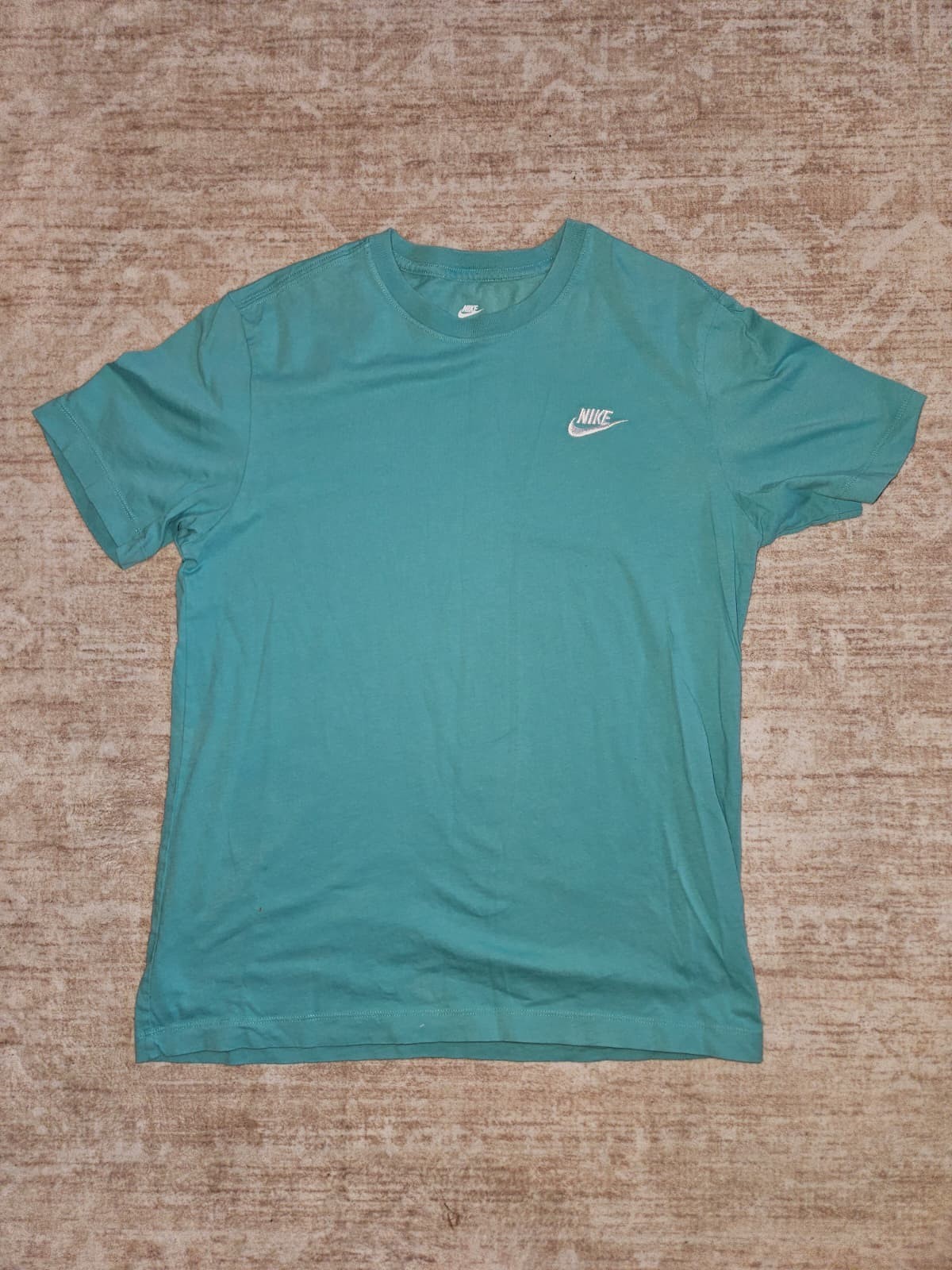 Nike Swoosh T-Shirt Men’s Teal Blue Short Sleeve Crew Neck Casual Sportswear