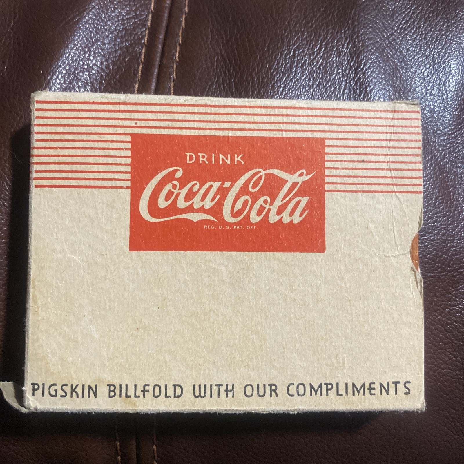 Vintage Pigskin Coca Cola Wallet With Box Vintage Pigskin Coca Cola Wallet With Box