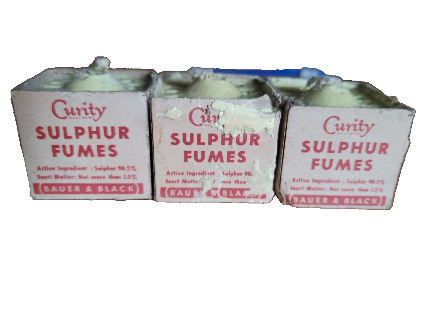 3 Rare Vintage Curity by Bauer & Black Sulfur Fumes Extermination Cube Candles 3 Rare Vintage Curity by Bauer & Black Sulfur Fumes Extermination Cube Candles
