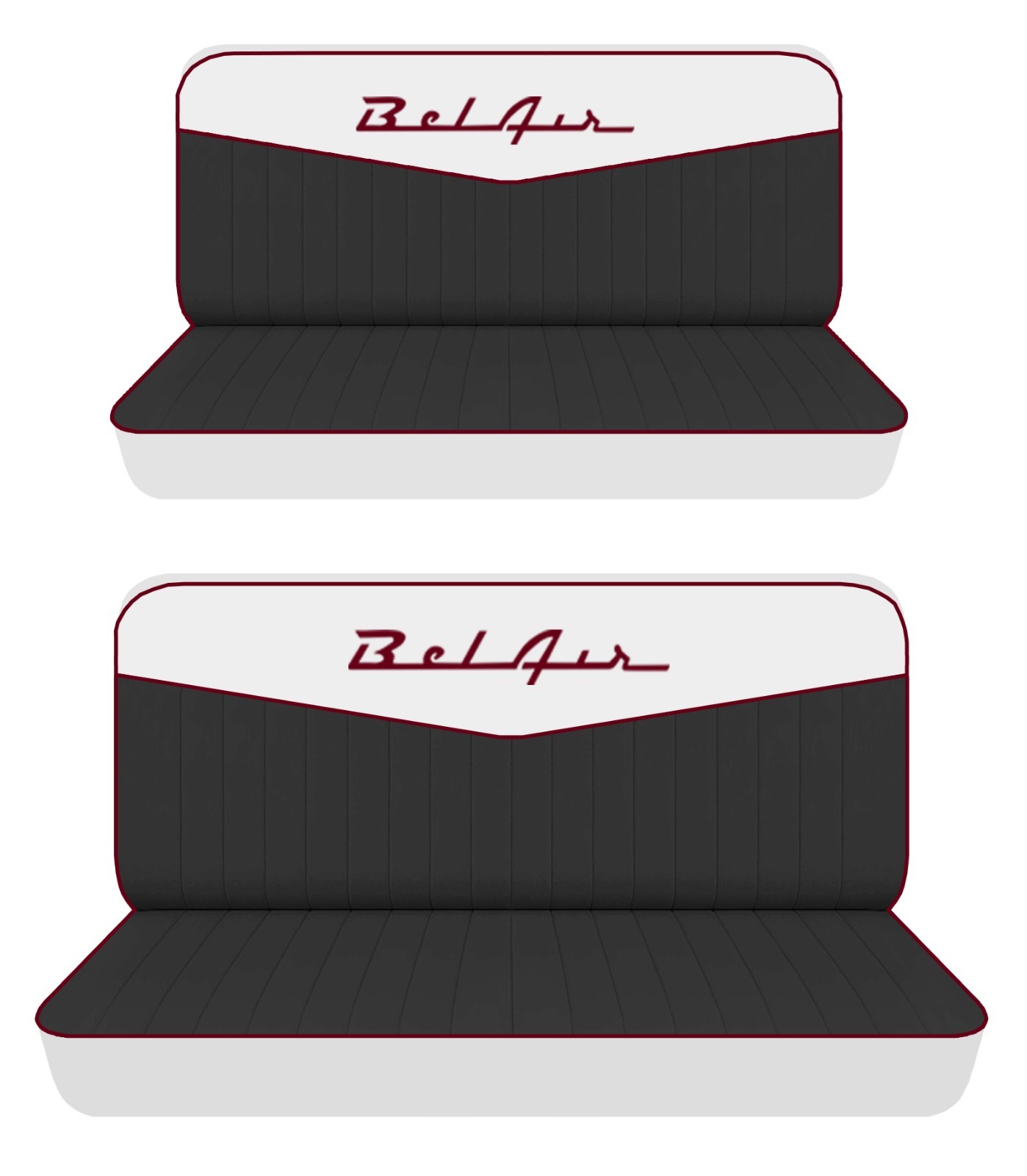 Front and Rear bench seat covers Fits 1950 to 1968 Chevy Bel air 4door w/design