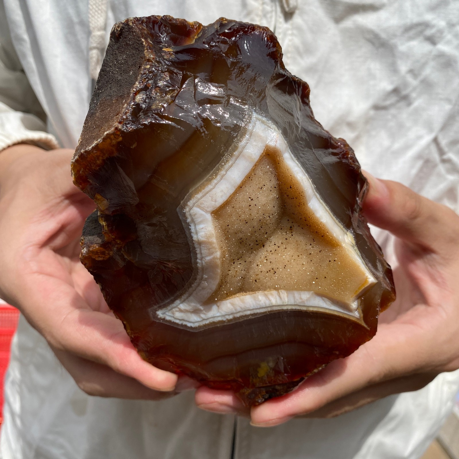 1.9LB Natural Banded Agate geode Quartz Crystal Rough mineral specimens Healing