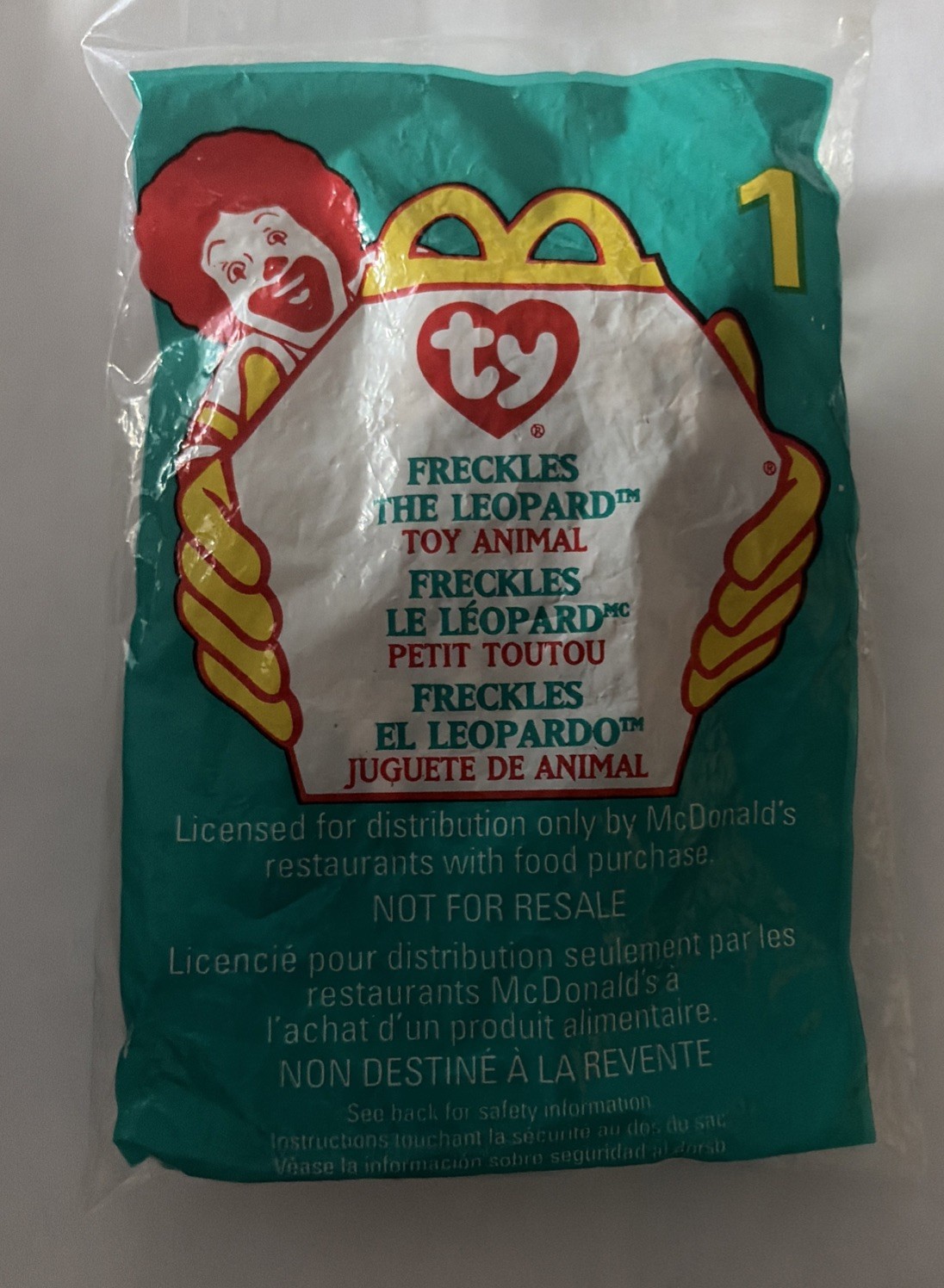 McDonalds Ty Freckles the Leopard #1 SEALED 1993 Tush Tag Rare Errors