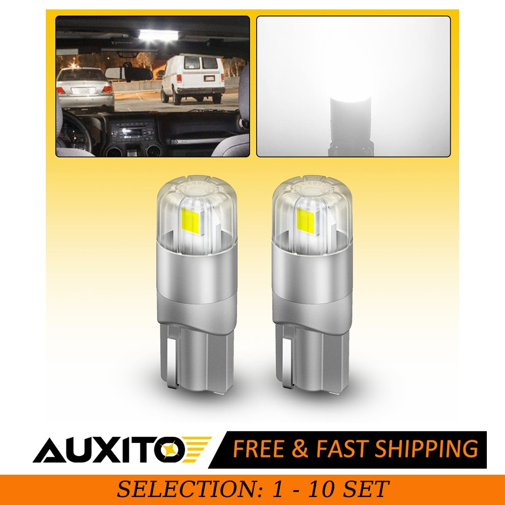 2-20X T10 LED License Plate Light Bulbs 6000K White 168 194 3030SMD 2US2T AUXITO