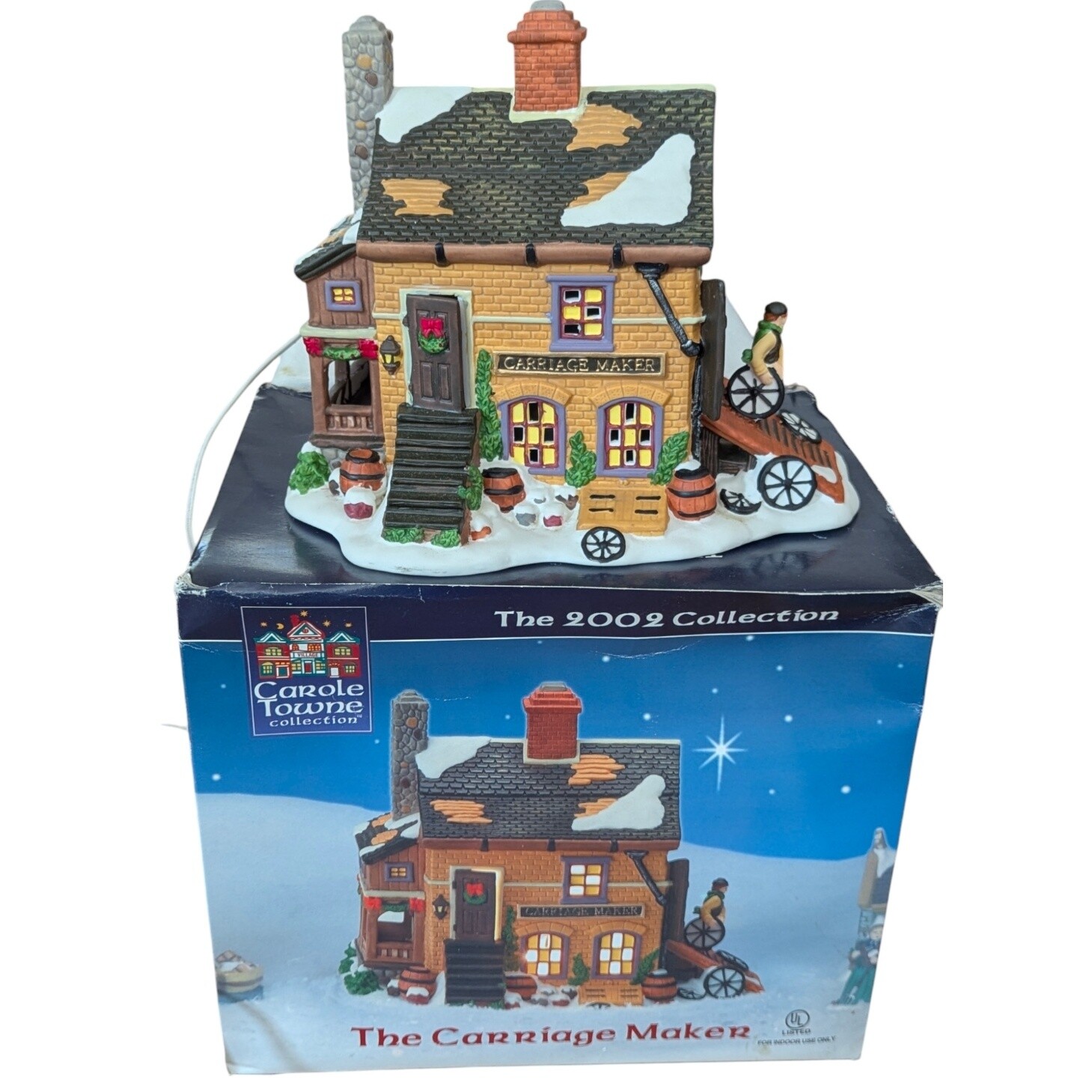 Carole Towne Christmas Carriage Maker Shop Lemax 2002 Original Packaging