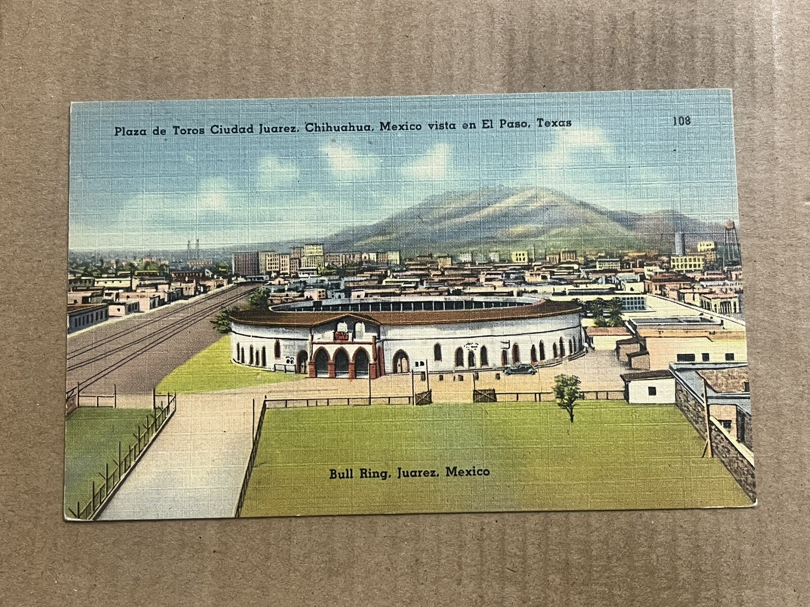 Postcard Ciudad Juarez Mexico Plaza De Toros Bull Ring Bullfighting Vintage PC