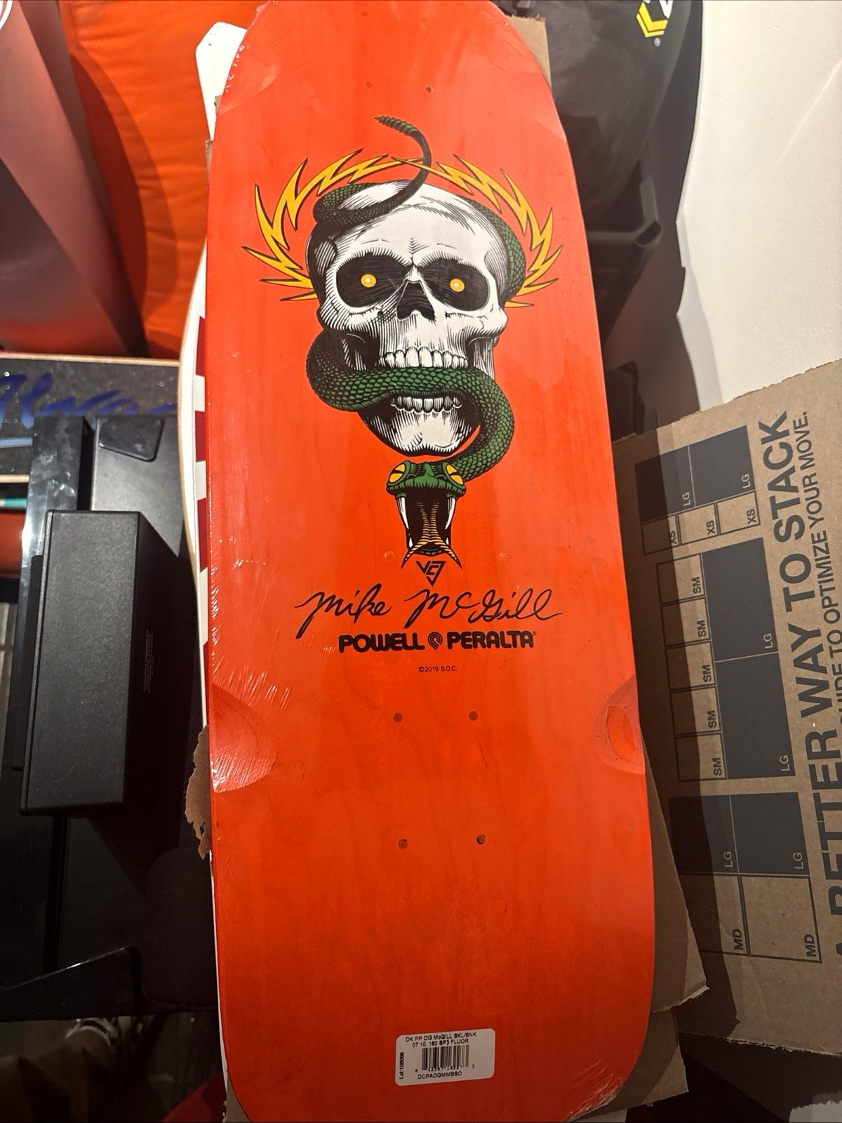 Powell Peralta Mike McGill Skull & Snake Graphic Orange Skateboard Deck Powell Peralta Mike McGill Skull & Snake Graphic Orange Skateboard Deck