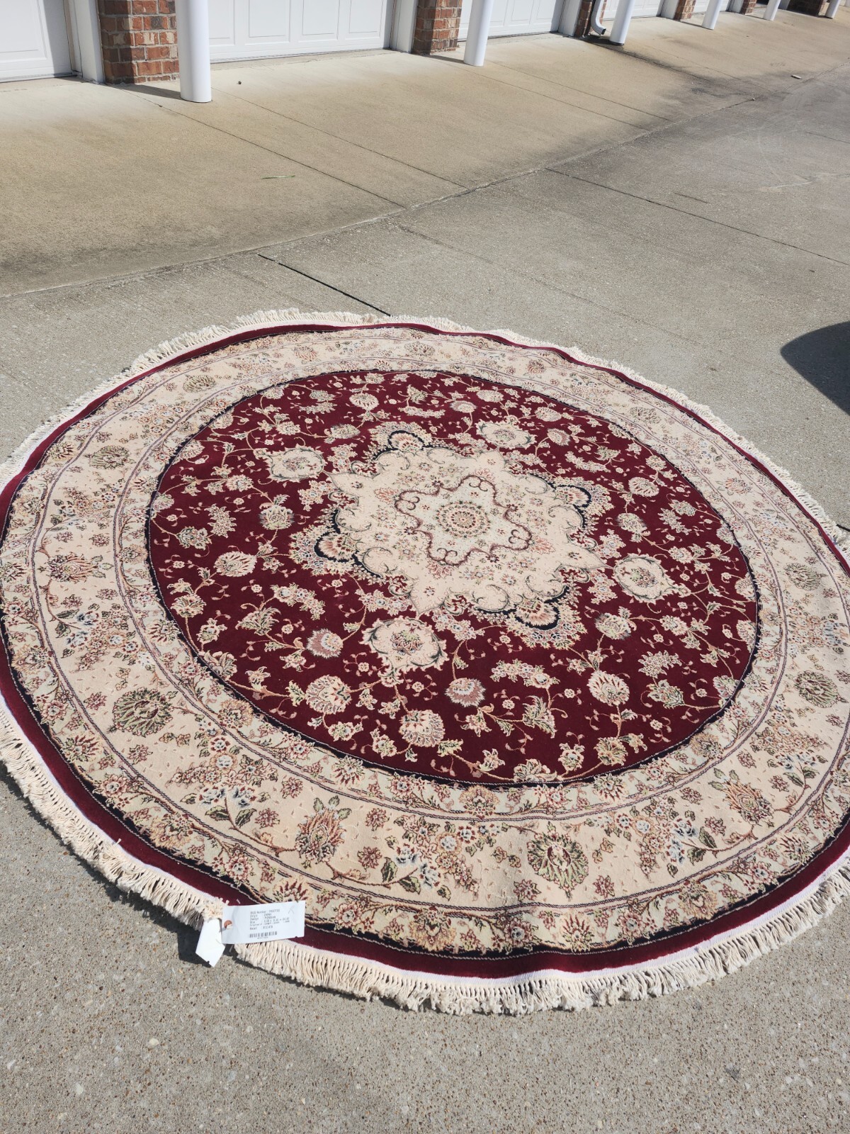 8x8 round Oriental rug hand knotted original $12,000 tag and number attached 