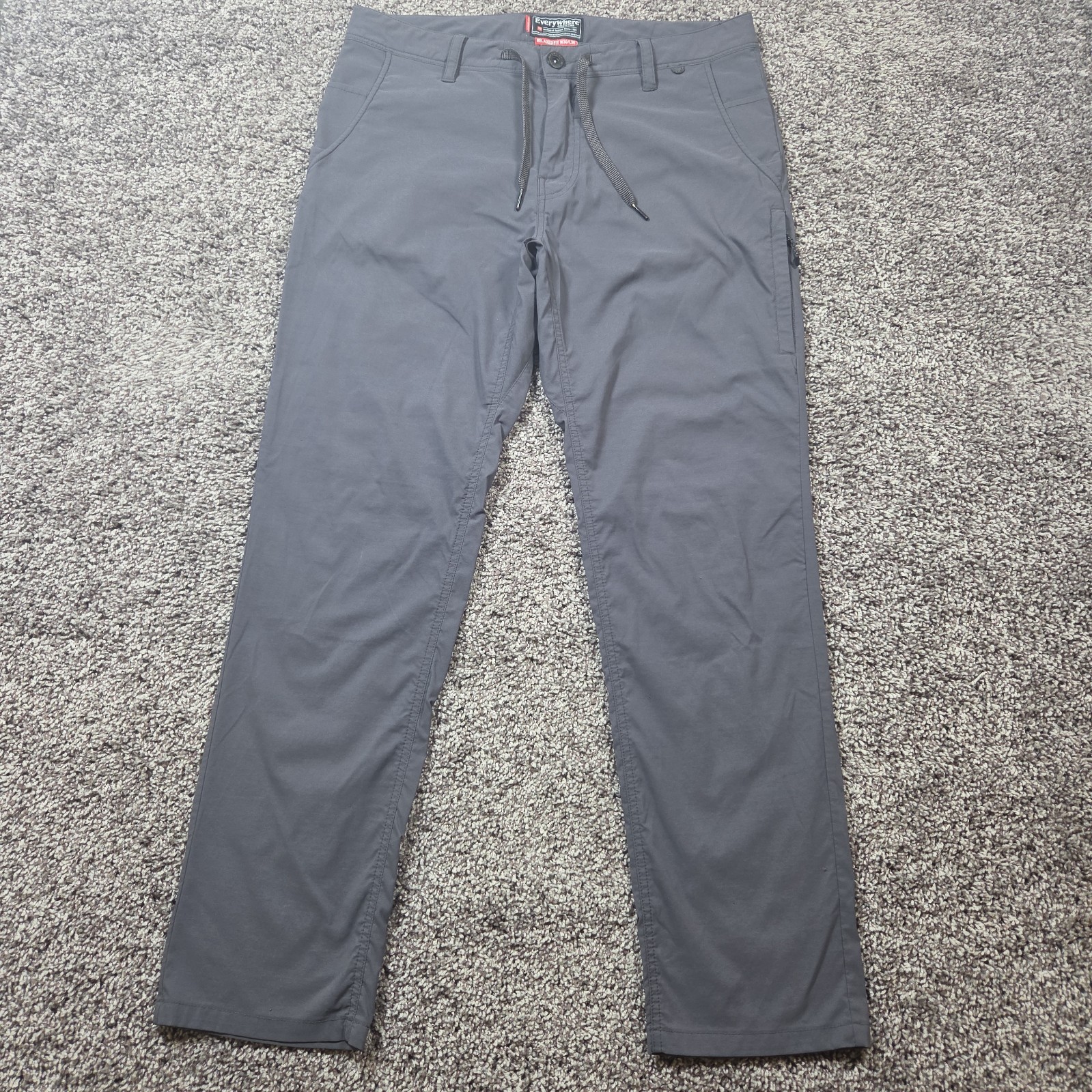 686 Everywhere Pants Men 30x30 Gray Relaxed Fit FEATHERLIGHT Drawstring Outdoor