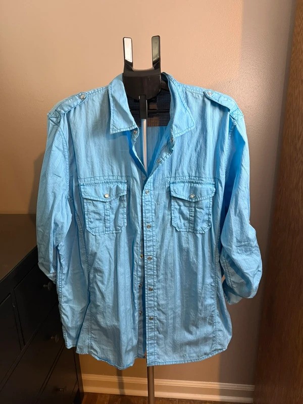INC International Concepts Men’s XXL Light Blue Utility Shirt 100% Cotton NWOT INC International Concepts Men’s XXL Light Blue Utility Shirt 100% Cotton NWOT