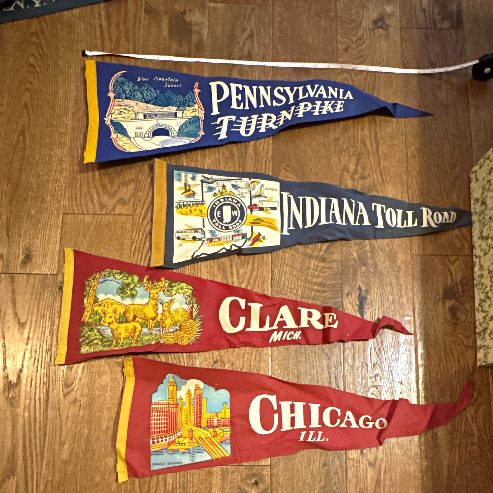 Vintage Travel Pennant Lot -1950s 1960s-Chicago, PA Turnpike, Indiana, Michigan 