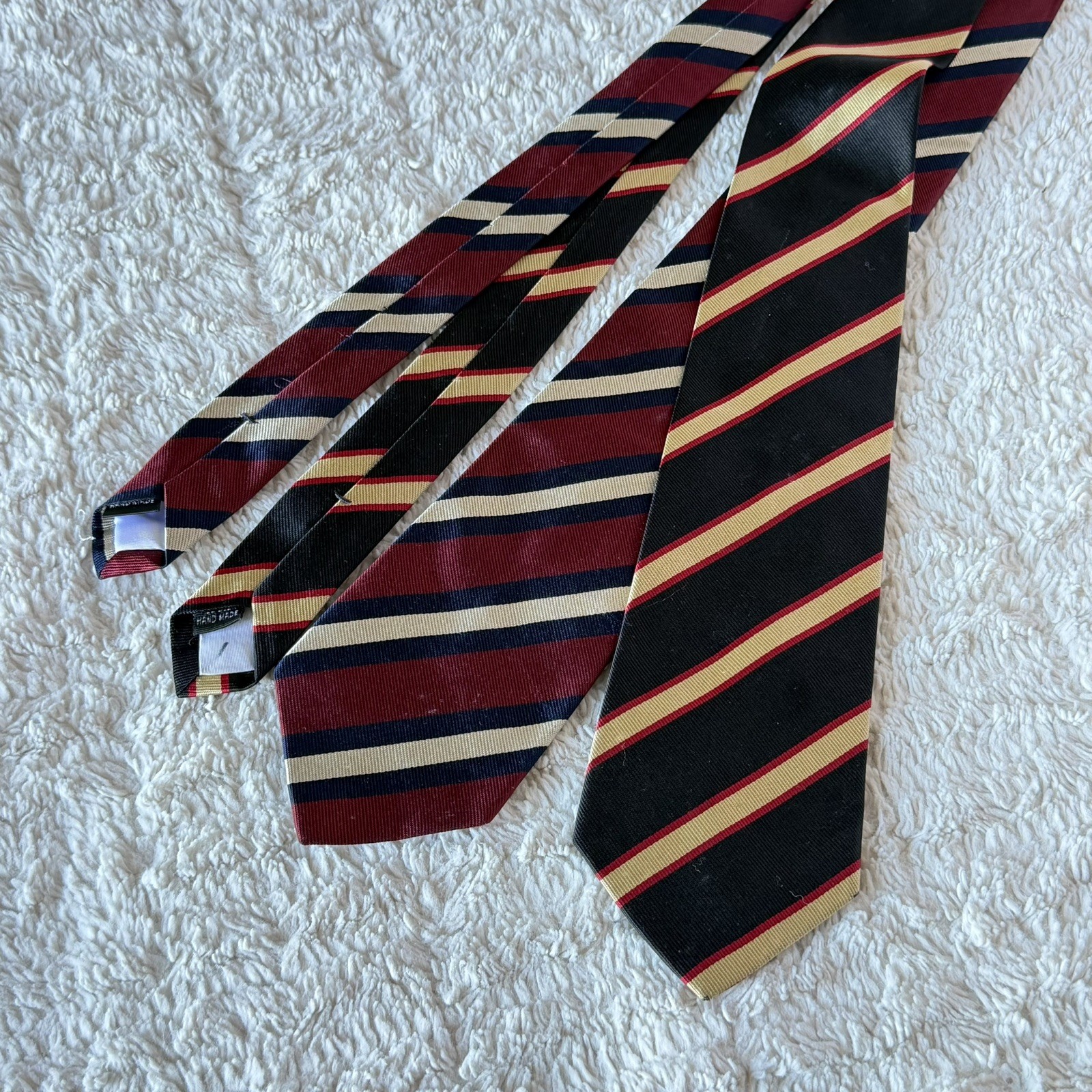 Lot 2 Ben Silver Charleston Striped Vintage Necktie Silk Handmade Ivy Classic Lot 2 Ben Silver Charleston Striped Vintage Necktie Silk Handmade Ivy Classic