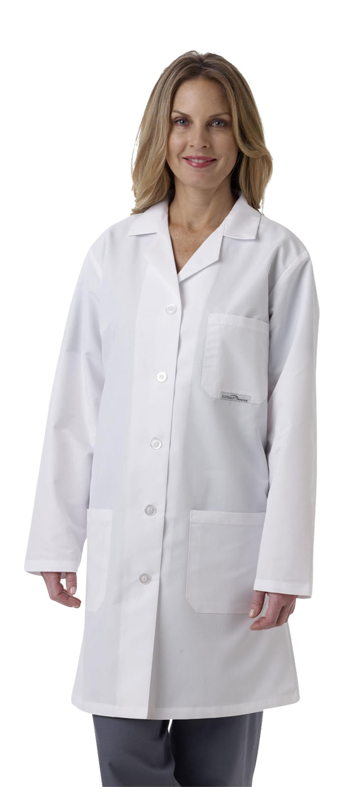 Medline Ladies\' SilverTouch Staff Length Lab Coat, White Size 8E