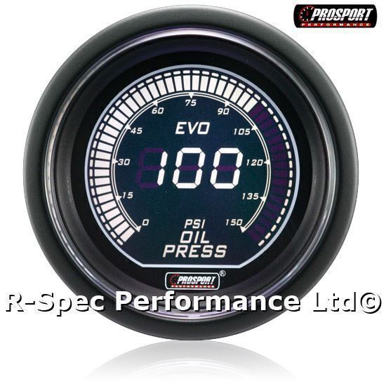GENUINE Prosport 52mm Evo Ice White Display LCD Digital Oil Pressure Gauge PSI
