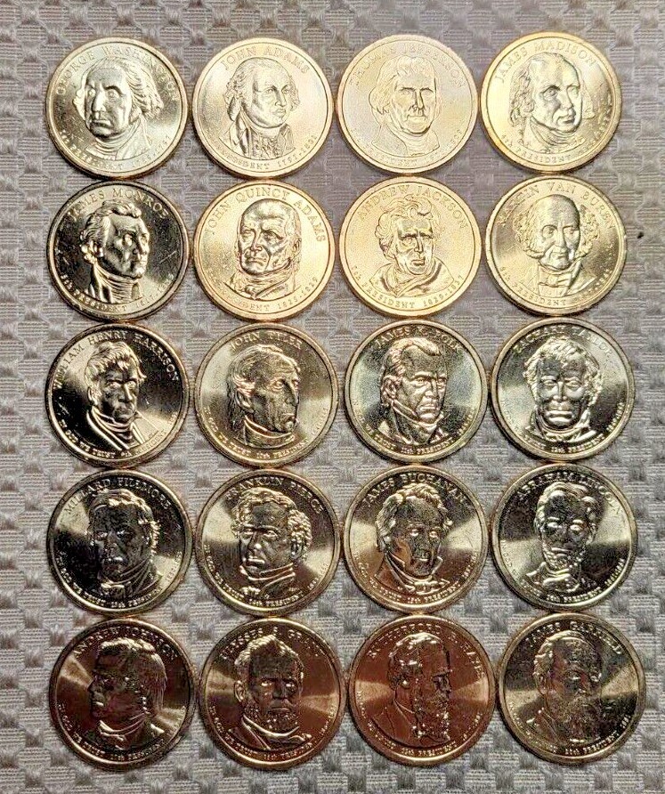 Complete Cir. Roll Set 2007-2011 (P Mint) Presidential Dollar (20) Coins - AU-BU