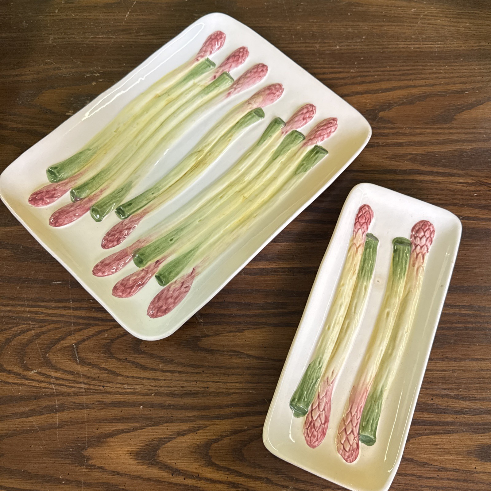 Set Of Majolica Olfaire Asparagus Serving Platters Vintage Portugal Serveware Set Of Majolica Olfaire Asparagus Serving Platters Vintage Portugal Serveware