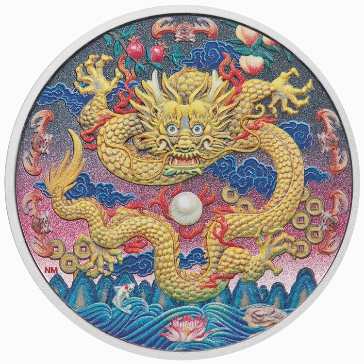 Tuvalu 2025 GOLDEN DRAGON Imperial Legends $3 3 Oz Silver Proof Perth Piedfort