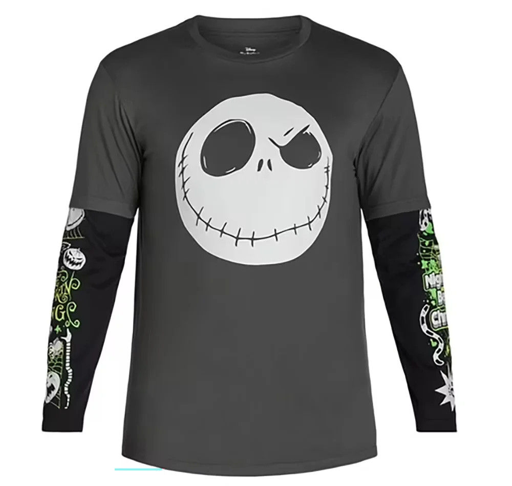 Disney Nightmare Before Christmas Double Layer Thermal Long Sleeve T-Shirt Black