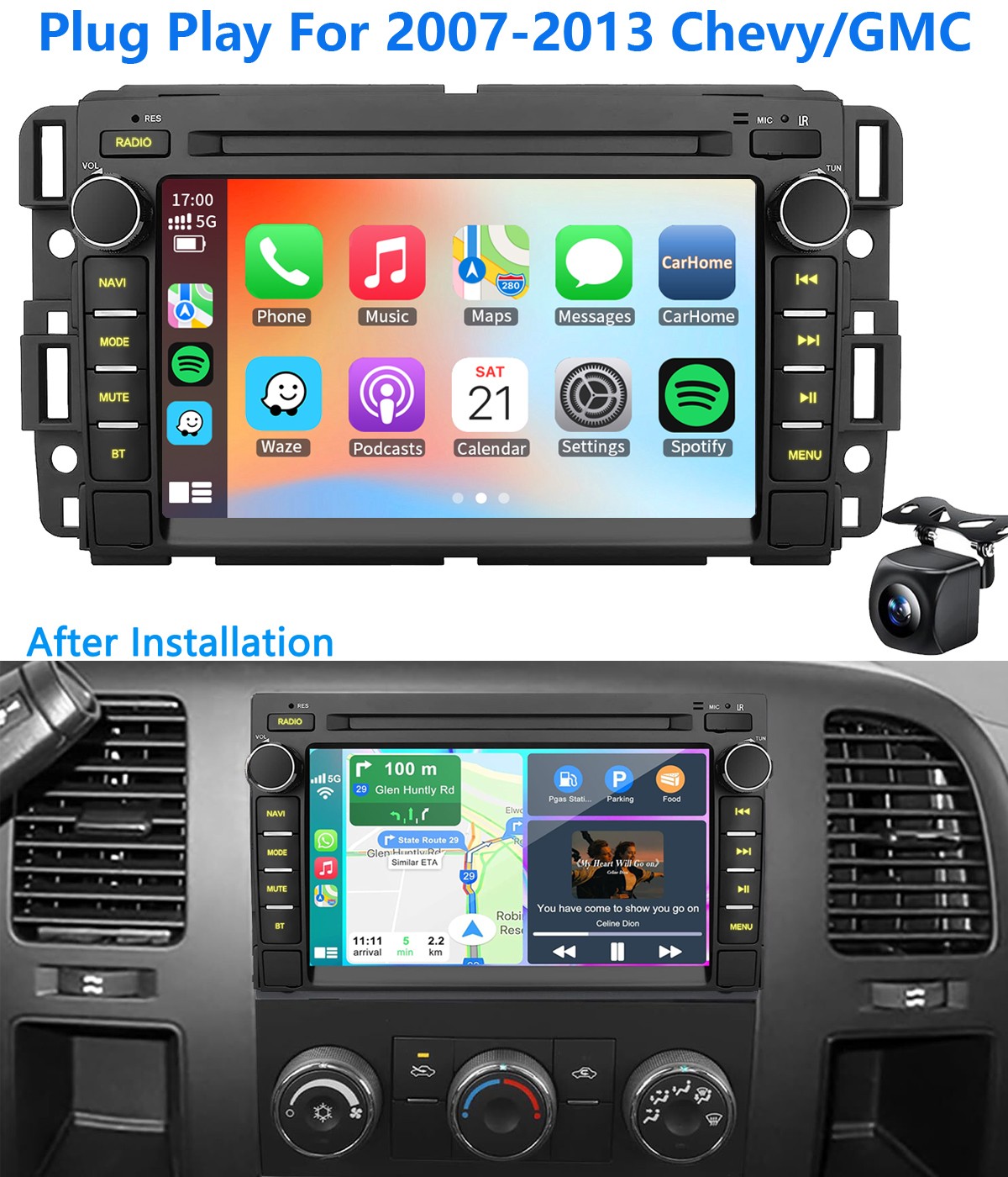 Plug Play Android Car Stereo Radio CarPlay GPS For 2007-2013 GMC Chevy Silverado